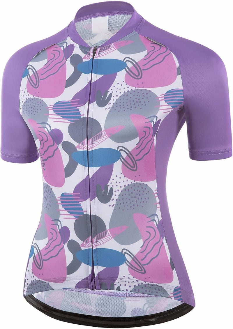 qualidyne Women's Cycling Jersey Short Sleeve with Rear Pockets Full Zipper Bike Shirts Quick Dry Biking Bicycle Jersey - Image 1